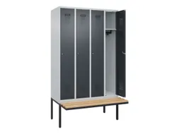 locker met bank,HxBxD 2120x1200x815mm,4vak,vak B 300mm,cilinderslot