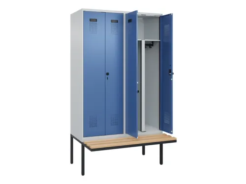 PBM-locker met bank,HxBxD 2120x1200x815mm,4vak,vak B 300mm