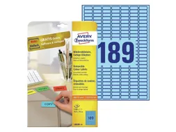 etiket Avery ILK 25,4x10mm blauw 20 vel