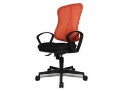 Bureaustoel Zitting Zwart Rugleuning Met Netbekleding In Koraalrood