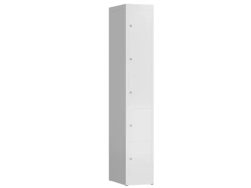 Lockerkast 1800x310x500mm 1x5 vakken cilinderslot, sokkel, RAL9003