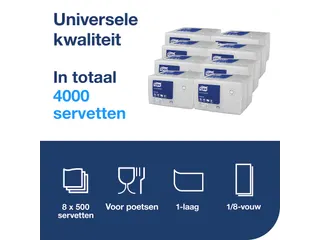 Servetten Tork 509308 Universal 1-laags Wit 32x33cm 500st. - 6