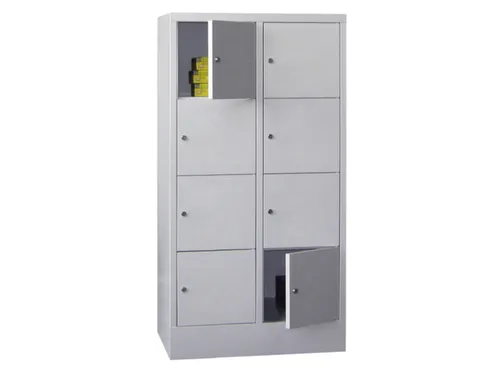 lockerkast,HxBxD 1518x800x500mm,2x4vakken,RAL7035,front RAL7035