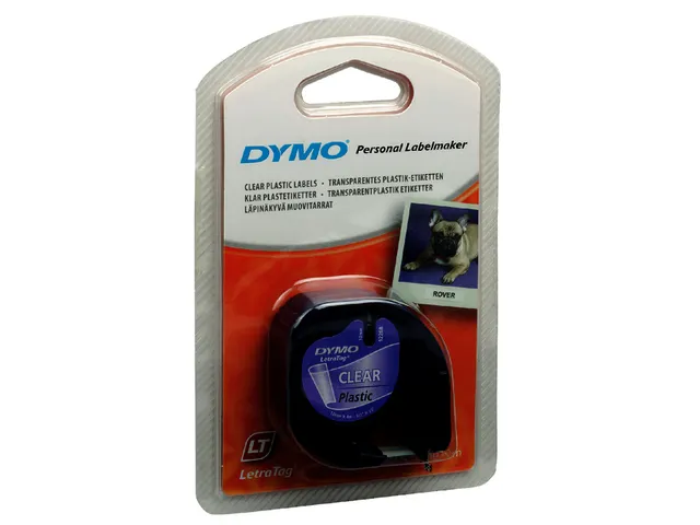 Lettertape Dymo 12267 Letratag 12mm Plastic Zwart Op Transparant
