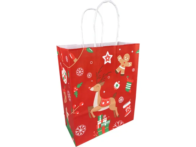 Draagtas Papier 18x8x22cm Rood Kerst doos 300st