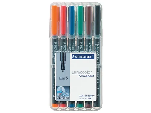 Viltstift Staedtler OHP Lumocolor 313 Super fijn 0.4mm Assorti 6 stuks