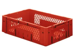 Euronorm Stapelkrat 175x600x400mm 31l Opengewerkt/Bodem Gesl. Rood