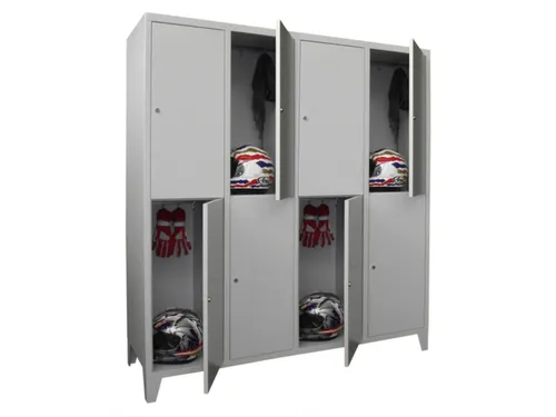 lockerkast,HxBxD 1850x1600x500mm,4x2vakken,RAL7035,front RAL7035