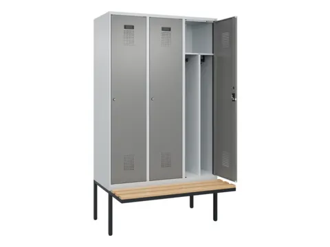 locker met bank,voor scheiding van kleding,HxBxD 2120x1200x815mm,3vak