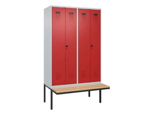 locker met bank,voor scheiding van kleding,HxBxD 2120x1200x815mm,4vak