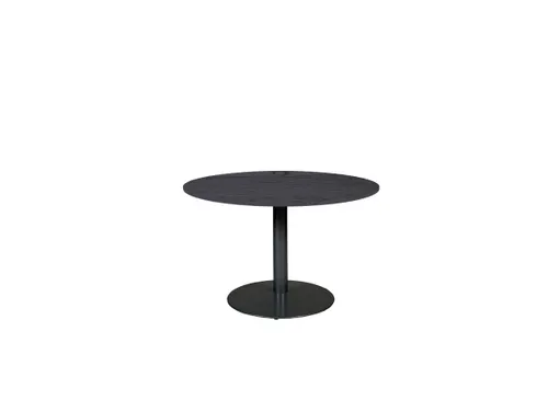 Linesto vergadertafel 120cm rond houtprint schaduw 25mm zwart