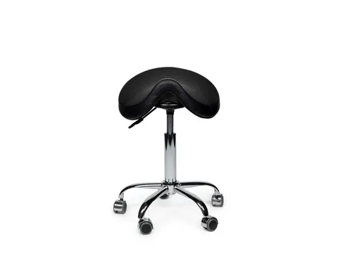 Zadelkruk Office Premium laag zonder voetring harde wielen zw