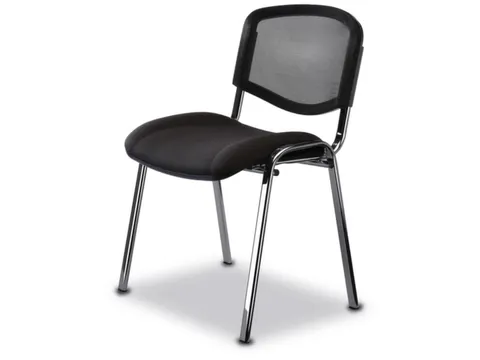 Buisstalen Stoel Zwart Stof Netrug Zitting 475x415mm Frame Verchroomd