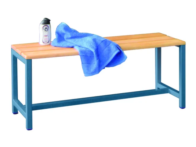 banc-patère,LxP 1000x370mm,barrettes en bois hêtre,piètement RAL501