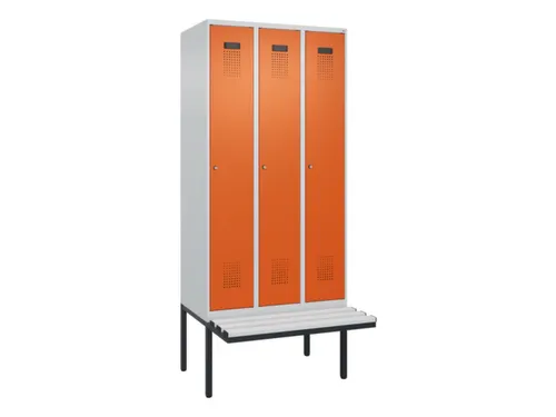locker met bank,voor scheiding van kleding,HxBxD 2120x900x815mm,3vak