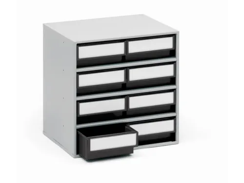 ESD-magazijnkast,HxBxD 395x400x300mm,8lade(n),laden zwart
