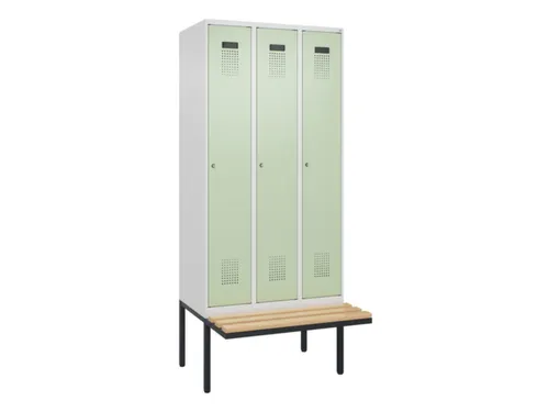locker met bank,HxBxD 2120x900x815mm,3vak,vak B 300mm,cilinderslot