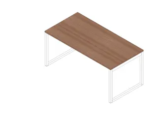 bureau,HxBxD 730x1600x800mm,blad canaletto-hout,sledeframe wit - 1