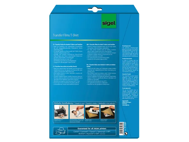 inkjetfolie A4 Transfer blanco 6 vel voor donkere kleding/textiel