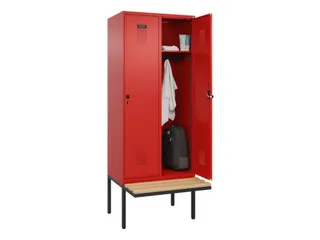 locker met bank,HxBxD 2120x800x815mm,2vak,vak B 400mm,draaigrendel - 1