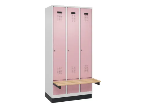 locker met bank,HxBxD 1950x900x815mm,3vak,vak B 300mm,cilinderslot