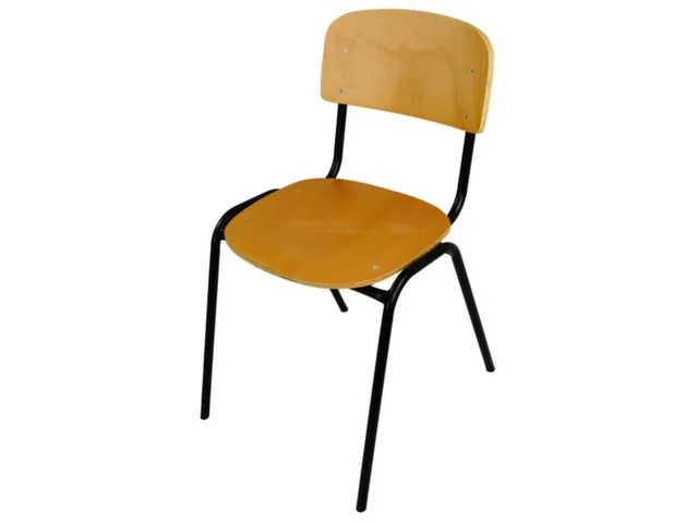 chaise empilable,structure noir,assise bois,assise H 460mm