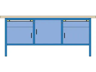 werkbank,HxBxD 845x2000x700mm,multiplexblad,RAL7035,front RAL7035 - 6