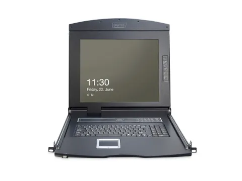 Modulaire console met 17-inch TFT 8-poorts KVM & touchpad QWERTY