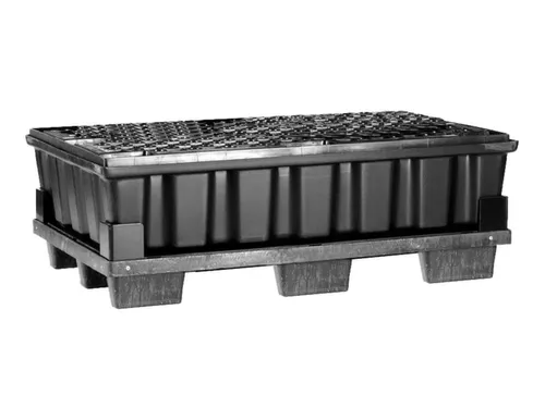 PE-opvangbak,v. 2x200l vat,opvangvol. 220l,HxBxD 400x1220x820mm