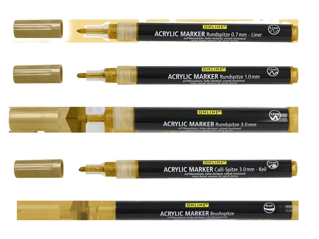 Acrylmarker Online lettering 5 breedtes goud