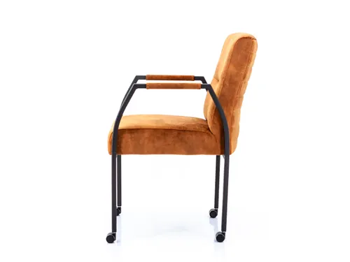 Vergaderstoel Albany Cognac Velours Zwart 4-poots frame