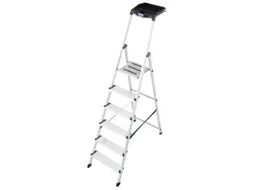 trapladder,eenzijdig,6treden,bordes m. antislip elementen,balk L 2,05m