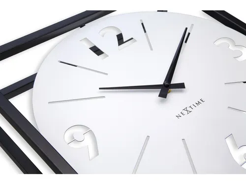Tafel/wandklok NeXtime Time Frame 40x40cm wit metaal