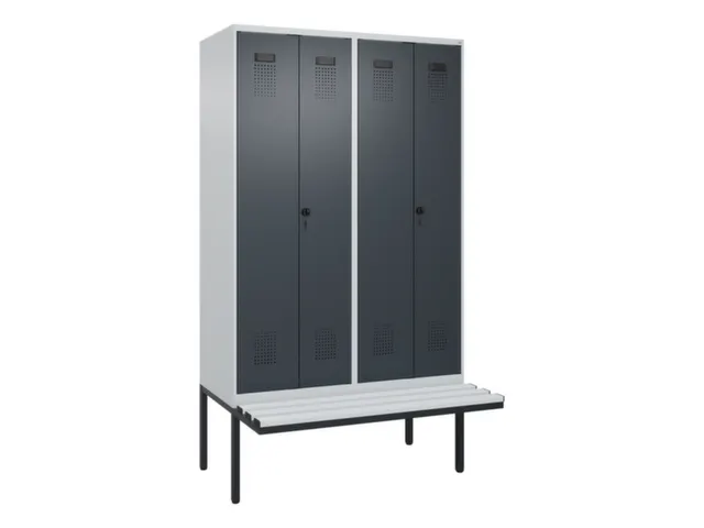 locker met bank,voor scheiding van kleding,HxBxD 2120x1200x815mm,4vak