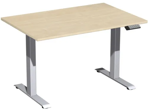 Elektrisch ihv bureau,HxBxD 630-1280x1200x800mm,blad esdoorn