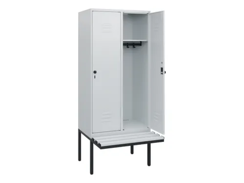 locker met bank,HxBxD 1950x800x815mm,2vak,vak B 400mm,draaigrendel