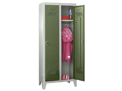 lockerkast v. kinderen,HxBxD 1300x530x300mm,2vak,RAL7035,front RAL6011