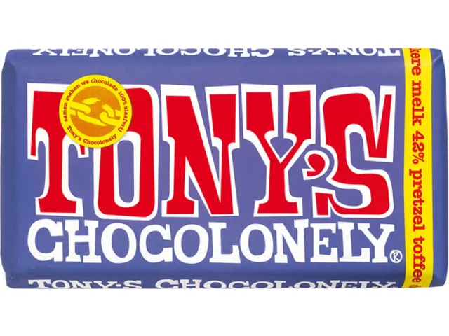 Chocolade Tony's Chocolonely reep 180gr donker melk pretzel toffee