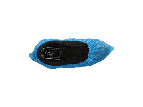Schoenovertrek CMT 40mu geruwd maat 36-46 CPE blauw 100 stuks