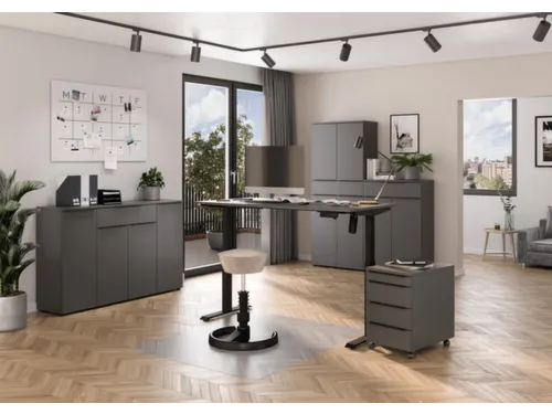 Elektrisch ihv bureau,HxBxD 710-1190x1400x800mm,blad zwart