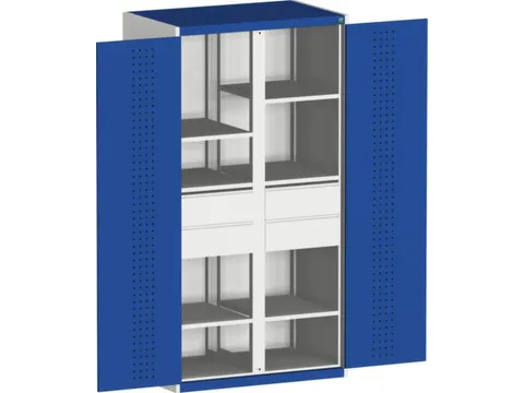 kast met geperforeerde platen,HxBxD 2000x1050x650mm,2xStalen bodem