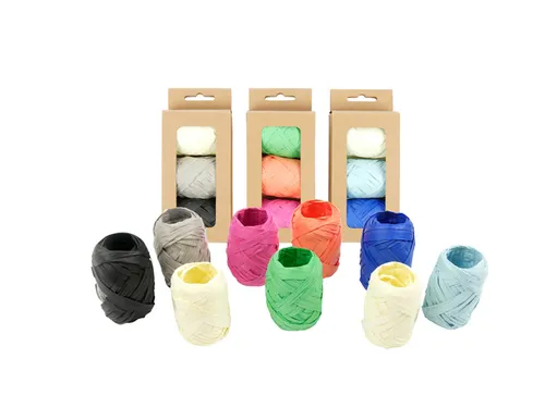 Lint raffia assorti: oranje, groen & roze