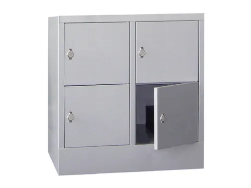 lockerkast,HxBxD 855x800x500mm,2x2vakken,RAL7035,front RAL7016