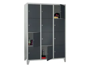 lockerkast,HxBxD 1850x1200x500mm,3x4vakken,RAL7035,front RAL7016 - 2