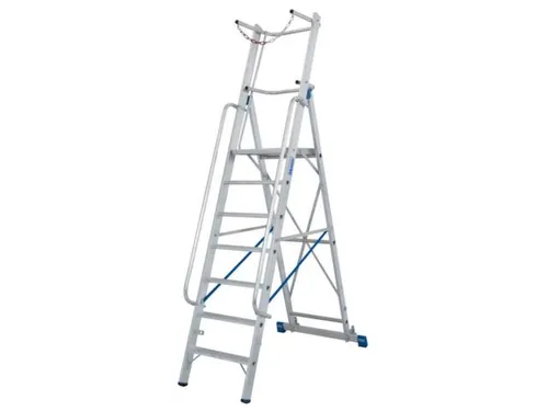 verrijdbare treden-platformladder eenzijdig 7treden stand H 1 65m