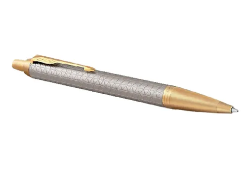 Balpen Parker IM Premium Warm Silver GT Medium Blauwe inkt