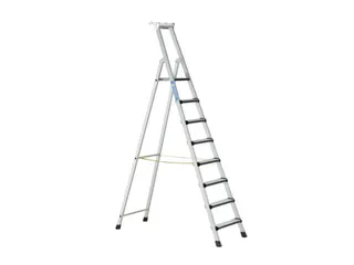 trapladder,eenzijdig,8treden,m. bekleding,stand H 2m,balk L 2,87m - 1