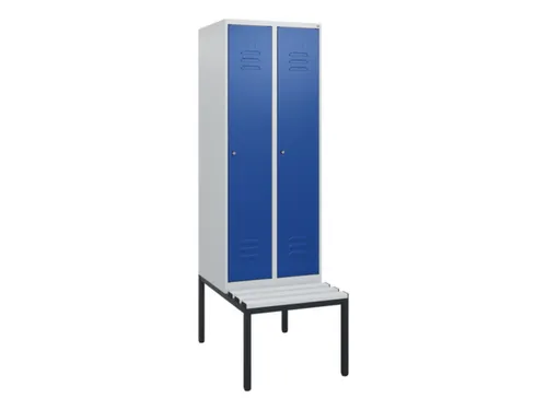 locker met bank,HxBxD 1950x600x815mm,2vak,vak B 300mm,cil.-slot