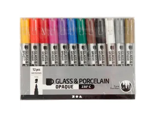 Glas- & Porseleinstiften Creativ Company 1-2mm set à 12 kleuren - 3