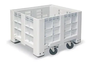 Stapelcontainer HxBxD 760x1200x1000mm 610 liter gesleufd 4wielen grijs - 1